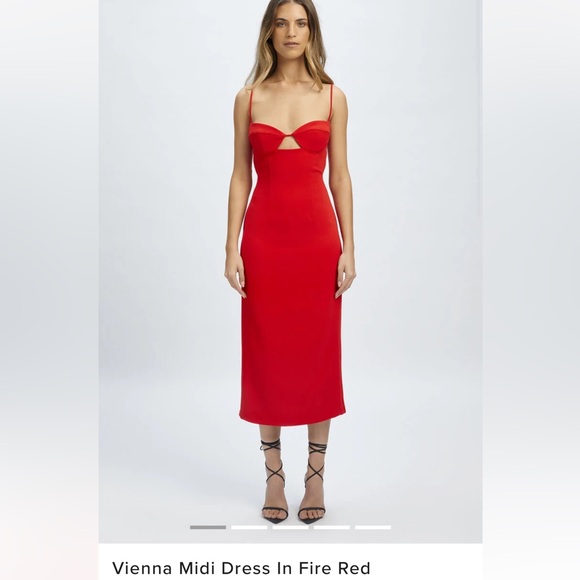 bardot vienna midi dress Bardot Fire Red Vienna Midi Dress